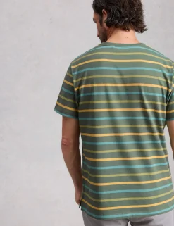 Pure Cotton Striped Crew Neck T-Shirt