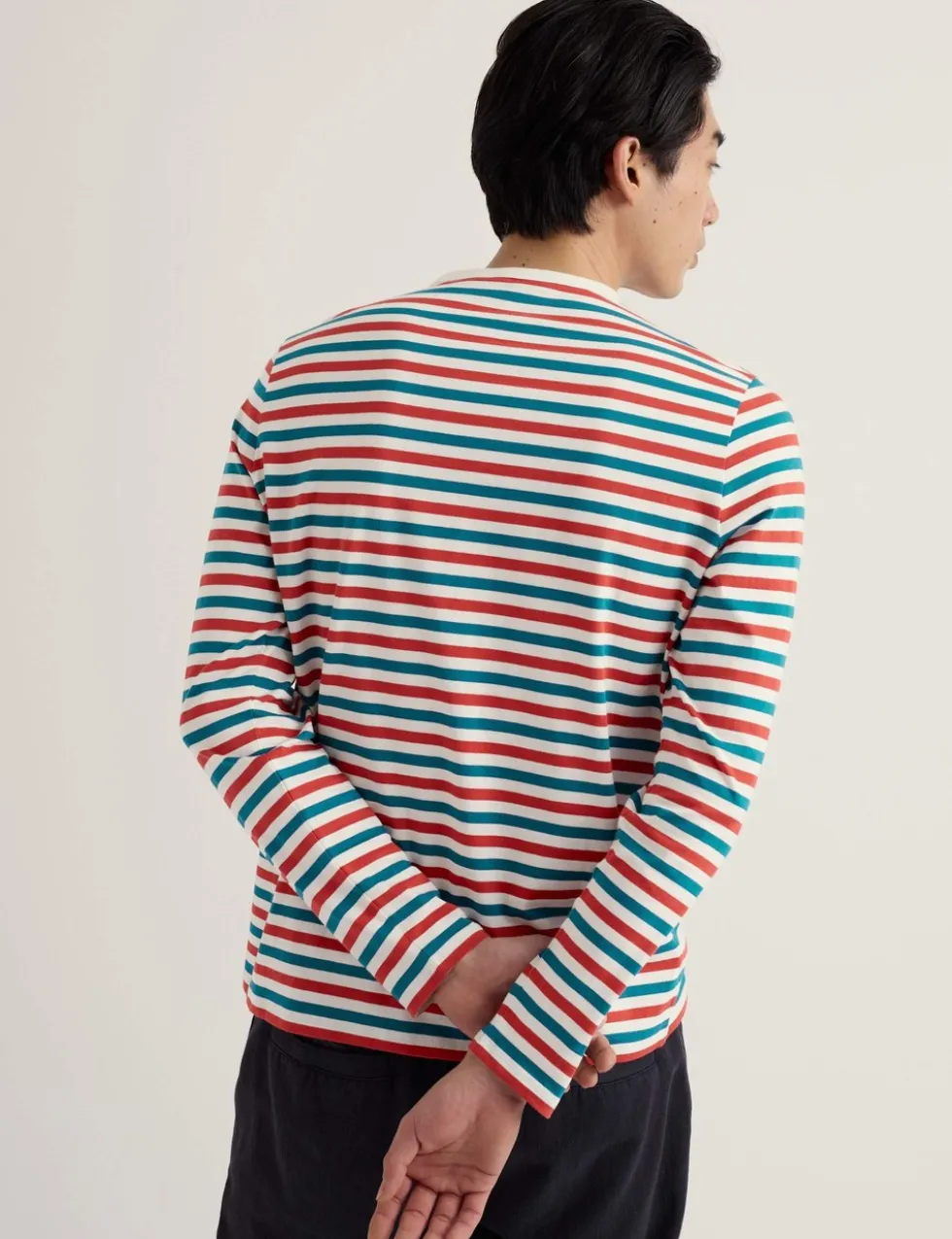 Pure Cotton Striped Crew Neck Top
