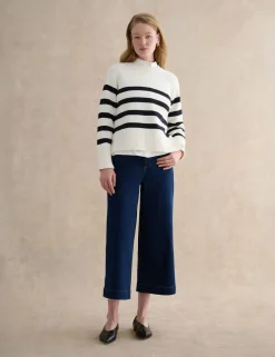 Pure Cotton Striped Crew Neck Jumper