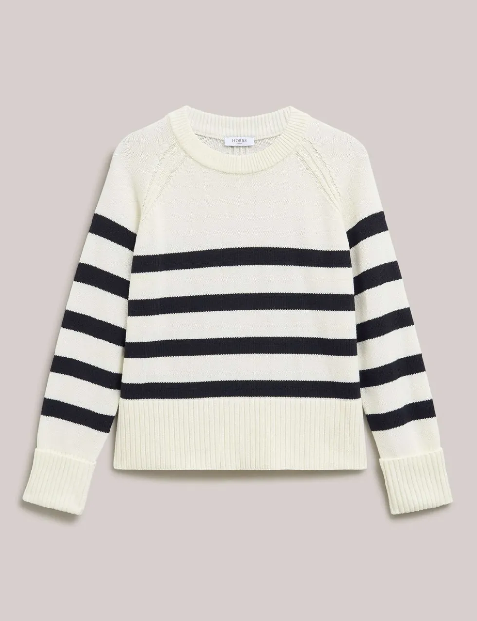 Pure Cotton Striped Crew Neck Jumper