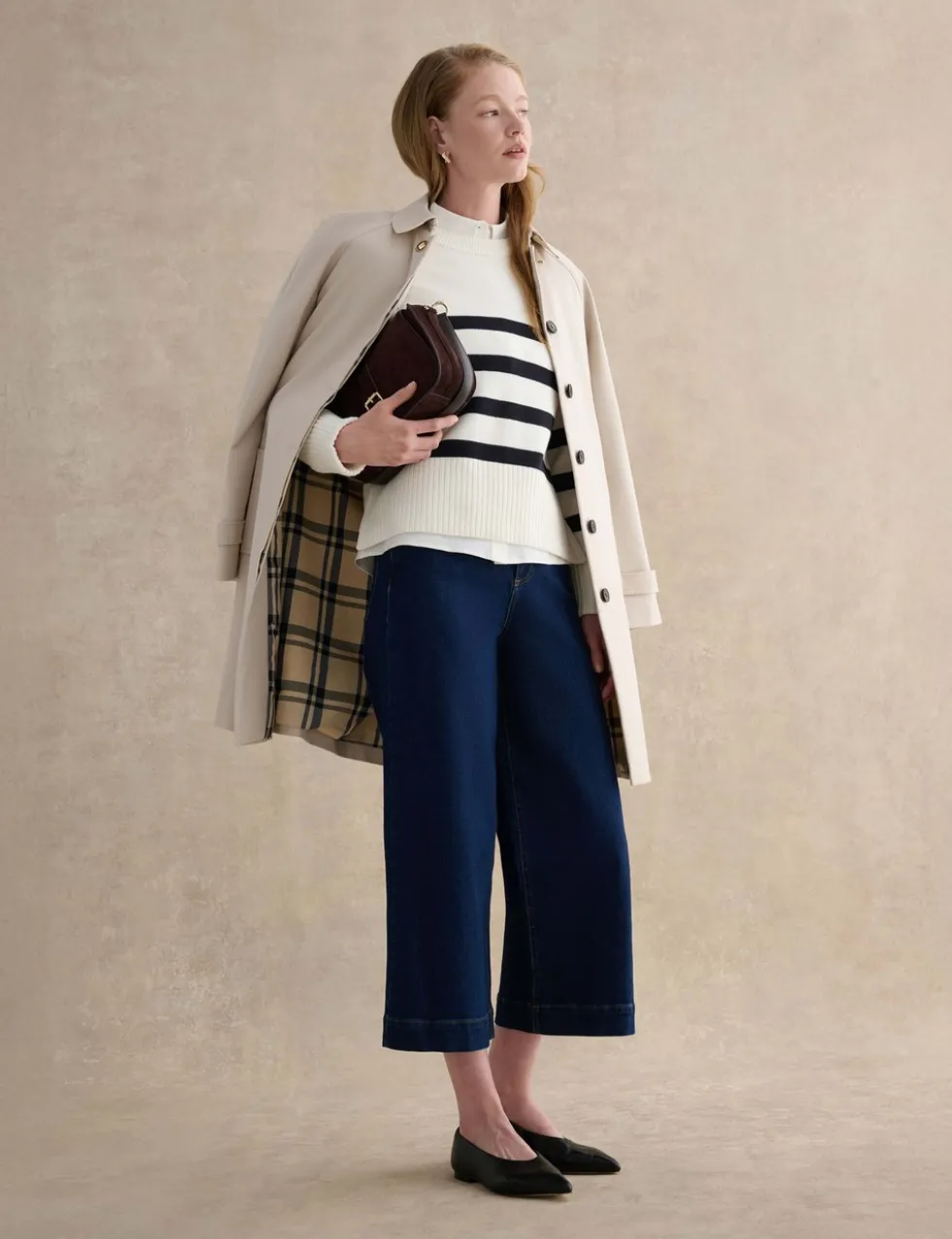 Pure Cotton Striped Crew Neck Jumper