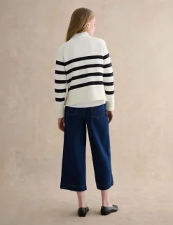 Pure Cotton Striped Crew Neck Jumper