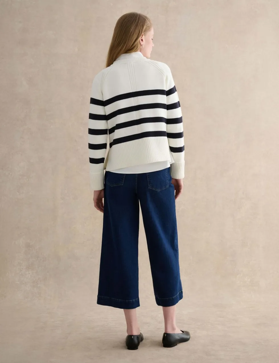 Pure Cotton Striped Crew Neck Jumper