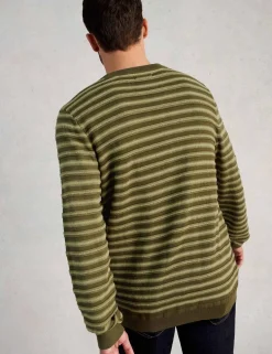 Pure Cotton Striped Crew Neck Jumper
