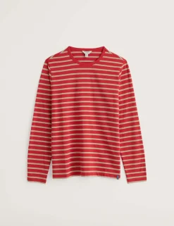 Pure Cotton Striped Crew Neck Top