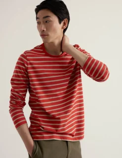 Pure Cotton Striped Crew Neck Top