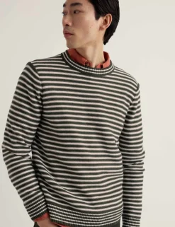 Pure Cotton Striped Crew Neck Jumper