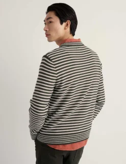 Pure Cotton Striped Crew Neck Jumper
