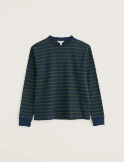 Pure Cotton Striped Crew Neck Top