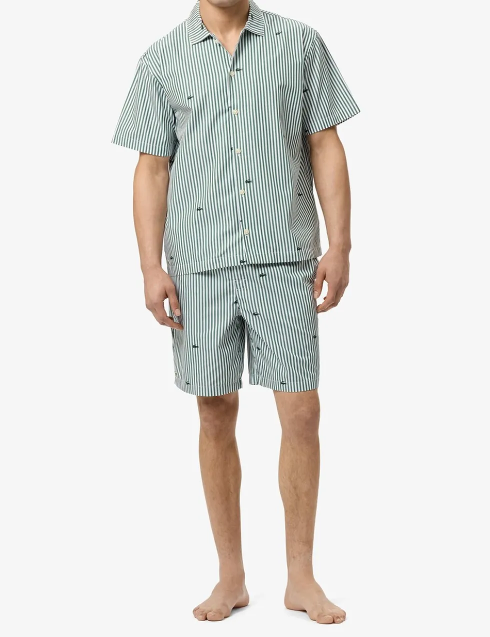 Pure Cotton Striped Crocodile Pyjama Set