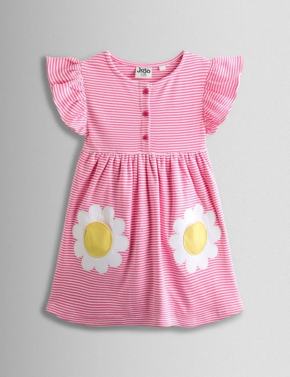 Pure Cotton Striped Daisy Appliqué Dress (1-7 Yrs)