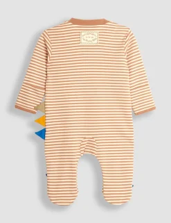 Pure Cotton Striped Dino Zip Sleepsuit (0-12 Mths)