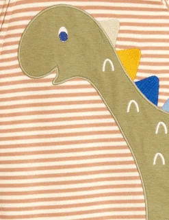 Pure Cotton Striped Dino Zip Sleepsuit (0-12 Mths)
