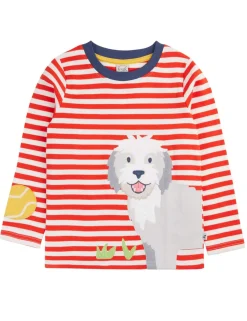 Pure Cotton Striped Dog Applique Top (1-10 Yrs)