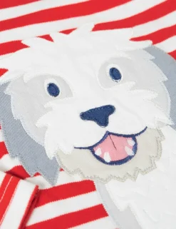 Pure Cotton Striped Dog Applique Top (1-10 Yrs)