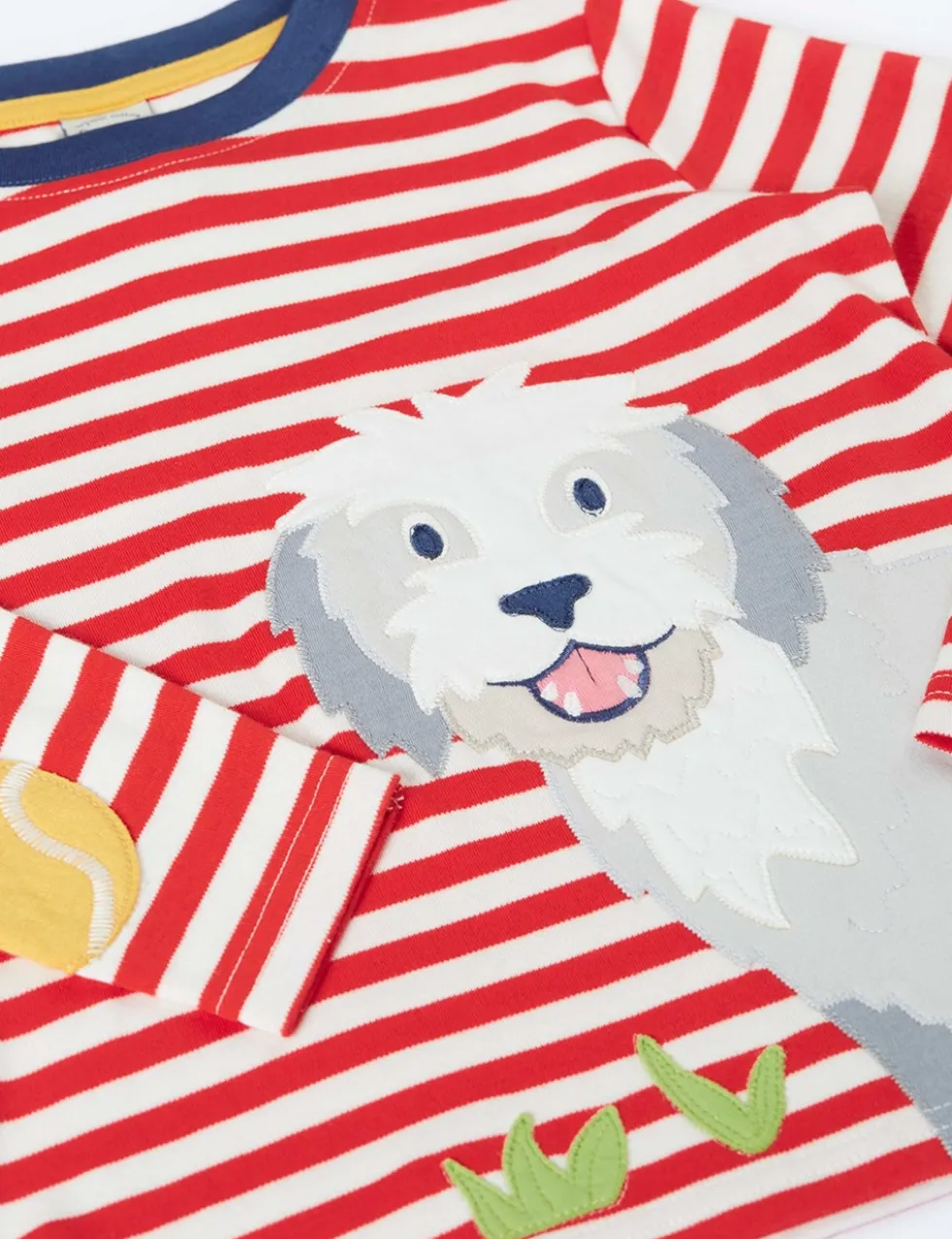 Pure Cotton Striped Dog Applique Top (1-10 Yrs)