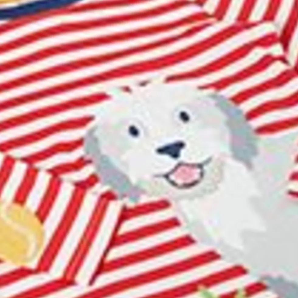 Pure Cotton Striped Dog Applique Top (1-10 Yrs)
