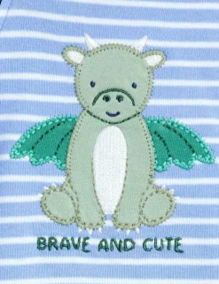 Pure Cotton Striped Dragon Sleepsuit (3-18 Mths)