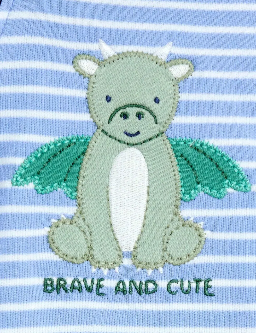 Pure Cotton Striped Dragon Sleepsuit (3-18 Mths)
