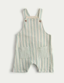 Pure Cotton Striped Dungarees (0-3 Yrs)