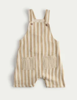 Pure Cotton Striped Dungarees (0-3 Yrs)