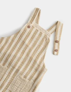 Pure Cotton Striped Dungarees (0-3 Yrs)