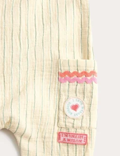 Pure Cotton Striped Embroidered Romper (0-3 Yrs)