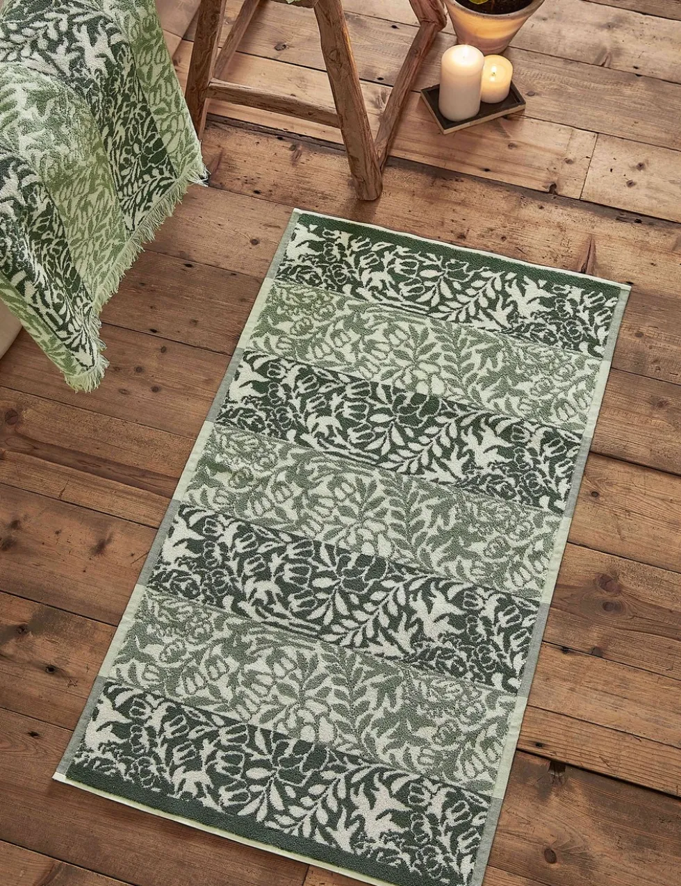 Pure Cotton Striped Floral Bath Mat