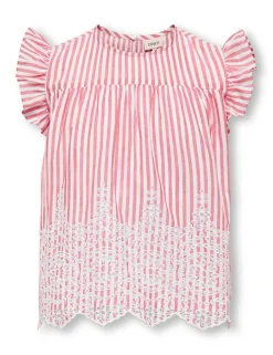 Pure Cotton Striped Frilly Sleeve Top (8-14 Yrs)