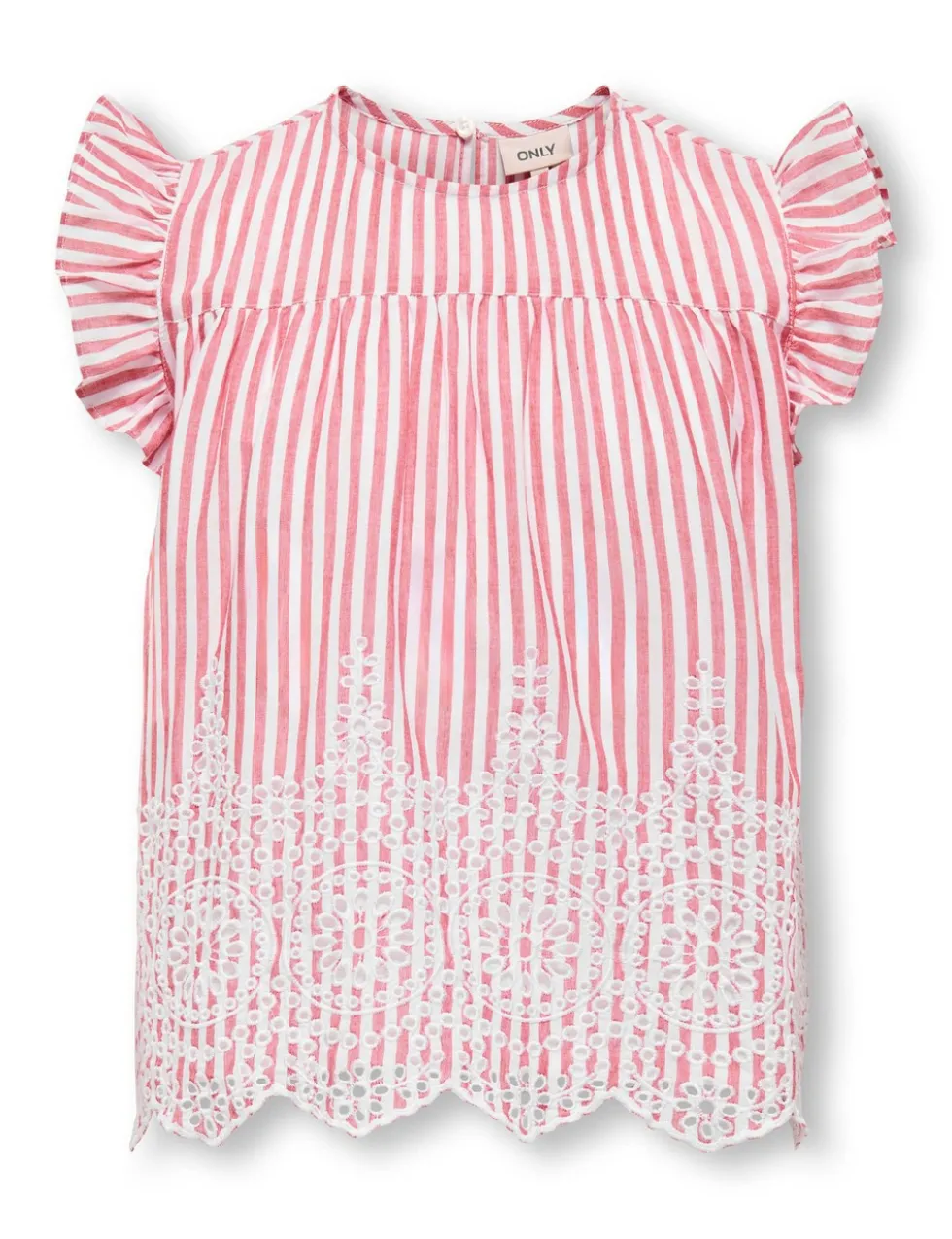 Pure Cotton Striped Frilly Sleeve Top (8-14 Yrs)