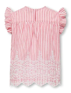Pure Cotton Striped Frilly Sleeve Top (8-14 Yrs)