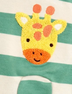 Pure Cotton Striped Giraffe Sleepsuit (7lbs-18 Mths)