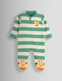 Pure Cotton Striped Giraffe Sleepsuit (7lbs-18 Mths)