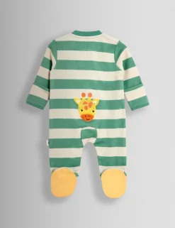 Pure Cotton Striped Giraffe Sleepsuit (7lbs-18 Mths)