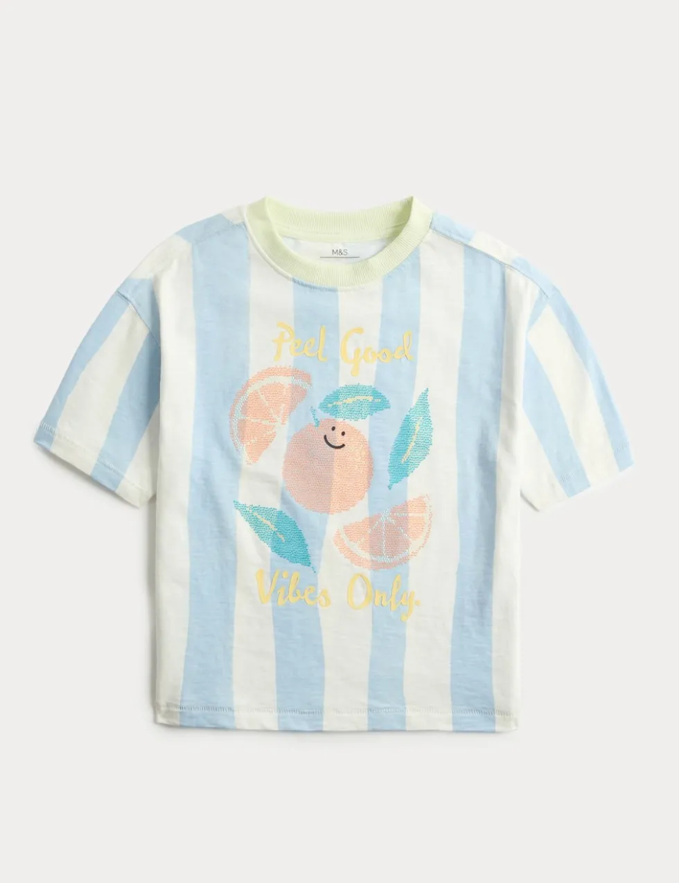 Pure Cotton Striped Graphic T-Shirt (2-8 Yrs)