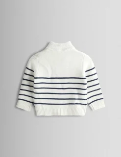 Pure Cotton Striped Half Zip Jumper (6 Mths-9 Yrs)