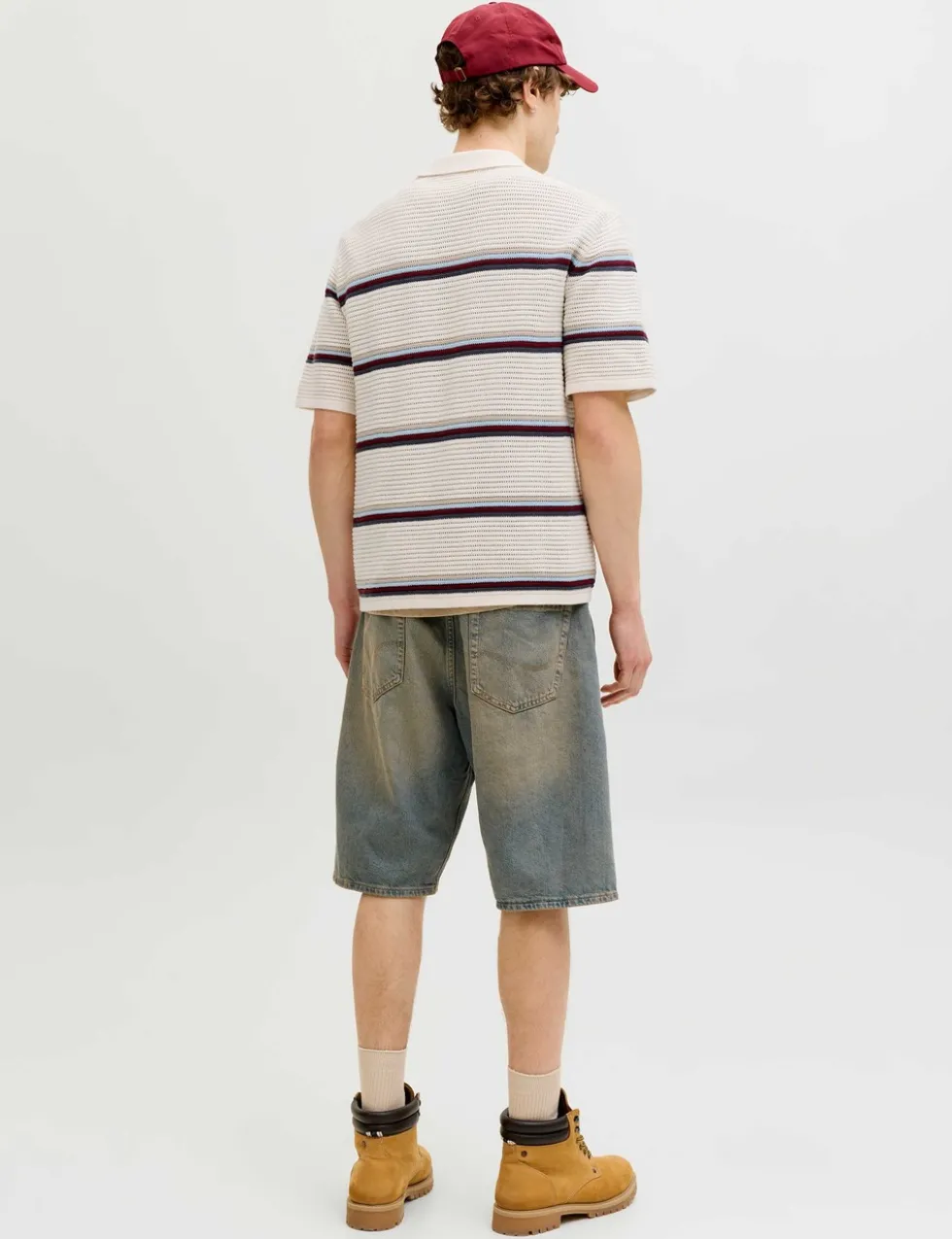 Pure Cotton Striped Knitted Polo Shirt