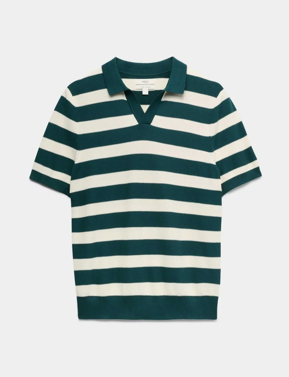 Pure Cotton Striped Knitted Polo Shirt