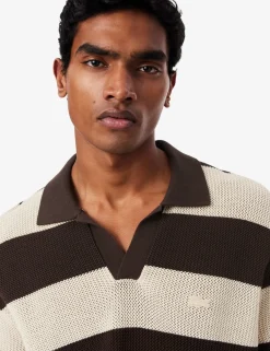 Pure Cotton Striped Knitted Polo Shirt