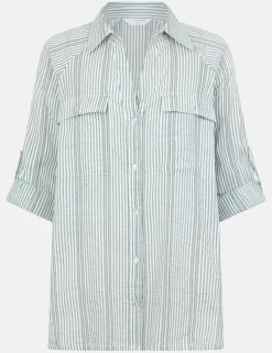 Pure Cotton Striped Longline Beach Shirt