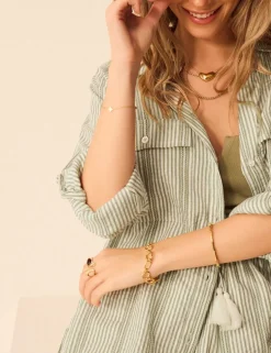 Pure Cotton Striped Longline Beach Shirt