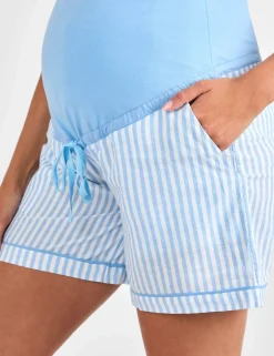 Pure Cotton Striped Maternity Shortie Set