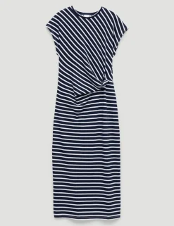 Pure Cotton Striped Midaxi Column Dress