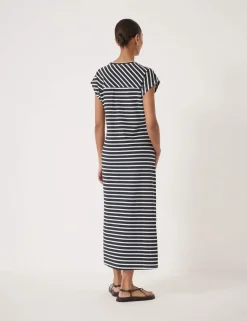 Pure Cotton Striped Midaxi Column Dress