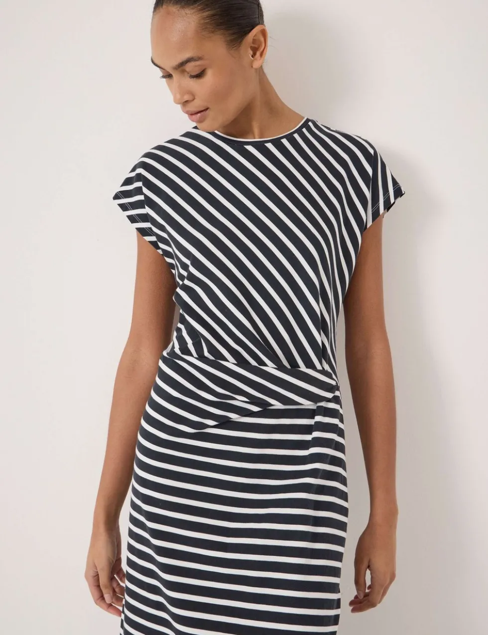 Pure Cotton Striped Midaxi Column Dress