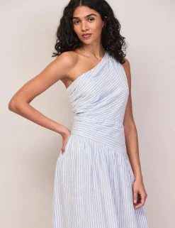 Pure Cotton Striped Midaxi Waisted Dress