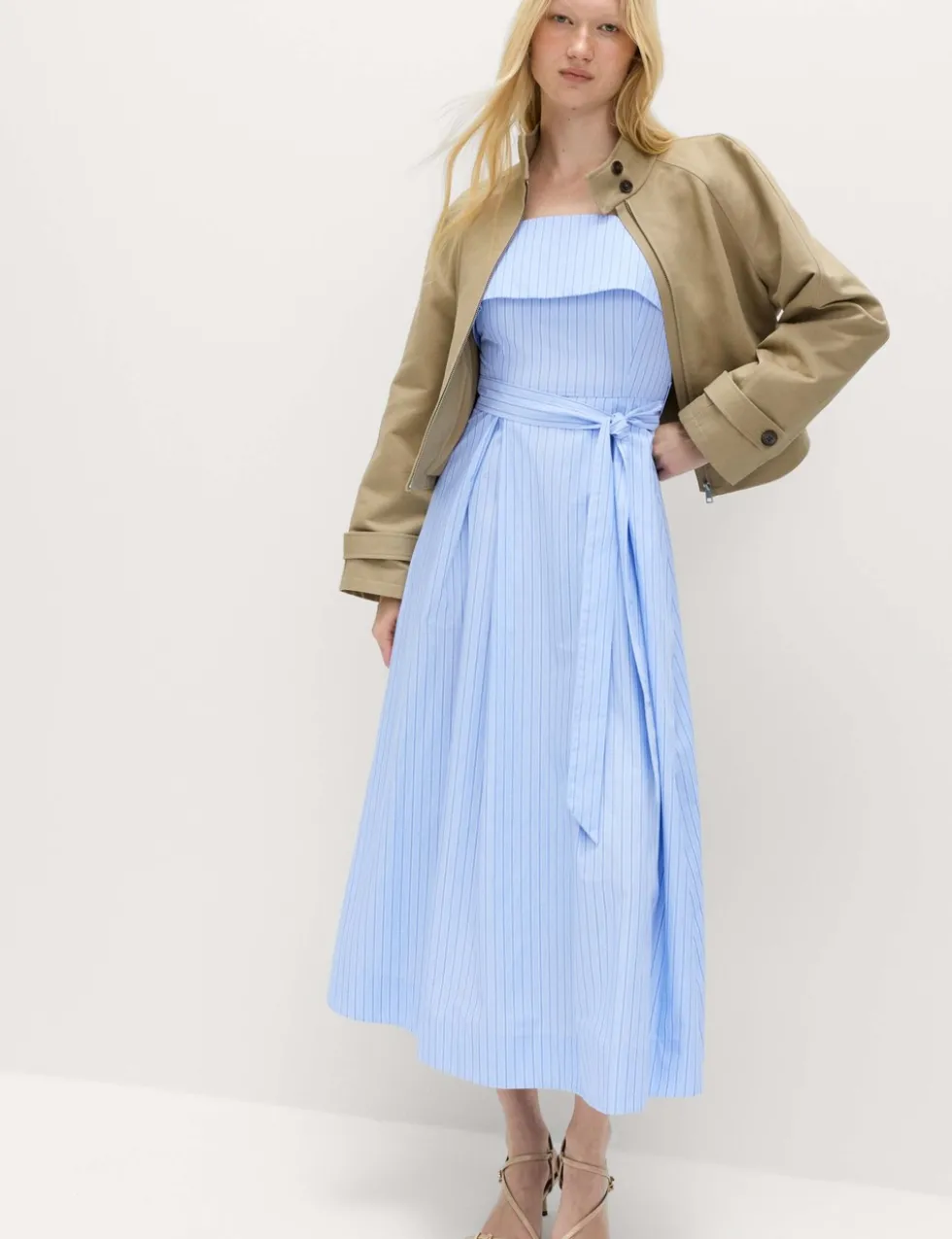 Pure Cotton Striped Midi Cami Dress