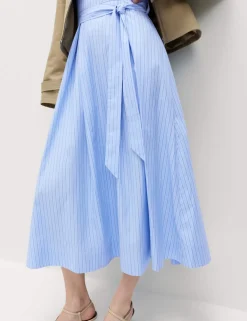Pure Cotton Striped Midi Cami Dress