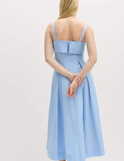 Pure Cotton Striped Midi Cami Dress