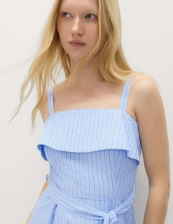 Pure Cotton Striped Midi Cami Dress